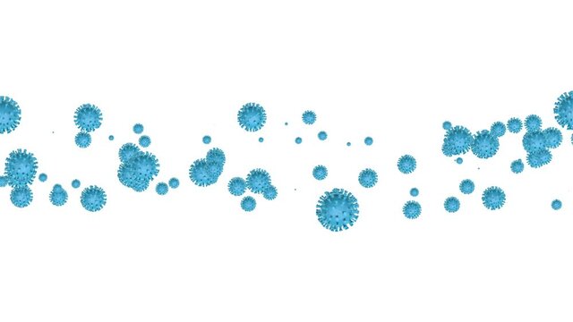 Viruses on a white background. Flying blue viruses on white. Virus isolate