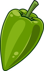 Cartoon Fresh Green Jalapeno Pepper. Vector Hand Drawn Illustration Isolated On Transparent Background