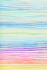 Abstract rainbow acrylic and watercolor wave strip line painting vertical background. Texture paper.