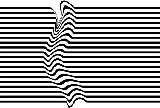Curve deformation of a horizontal black stripes pattern