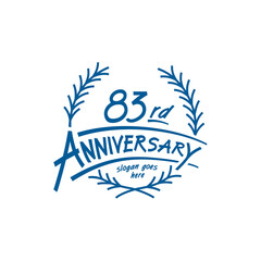 83 years design template. 83rd years logo. Vector and illustration.
