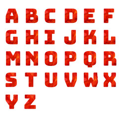 low poly style alphabet letters isolated on white background