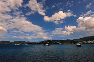 (Kıyıkıslacık -Milas -Turkey) In the village of Zeytinli Kuyu By the sea, boats in the sea