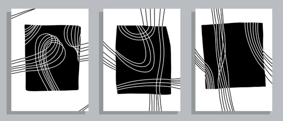 Trendy set Minimal geometric abstract design poster. hand drawn Vector illustration