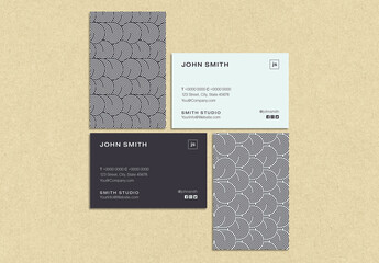 Retro Business Card Layout with Circular Pattern