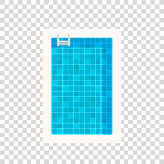Top view swimming pool isolated on transparent background. Cartoon flat style
