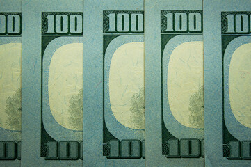 Hundred dollar bills close up. Economy, finance.