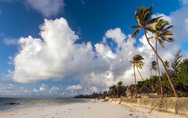 Morning on the beach on the eastern coast of Zanzibar, Tanzania.