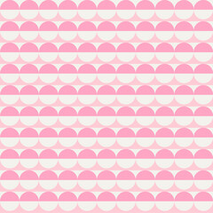 Seamless abstract geometric pattern. Simple design circles stripes.pastel palette pink. Modern endless print for textile, fabrics, wrapping, wallpapers, baby room. Retro vintage style. Vector