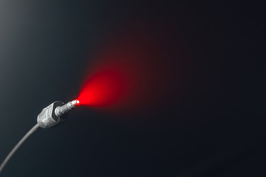 digital out optical audio cable with jack, red led light in fog
