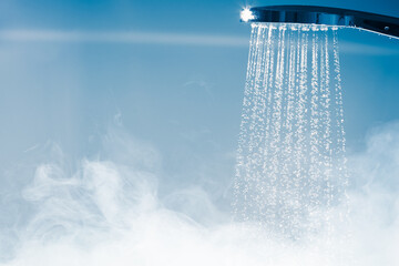 shower with flowing water and steam - Powered by Adobe