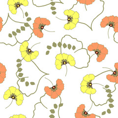 Seamless floral pattern with hand draw spring flower