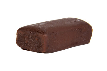 Chocolate glazed curd bar isolated on the white background