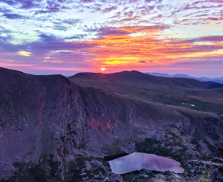 Mountain Sunrise Reflected Alpine Lake