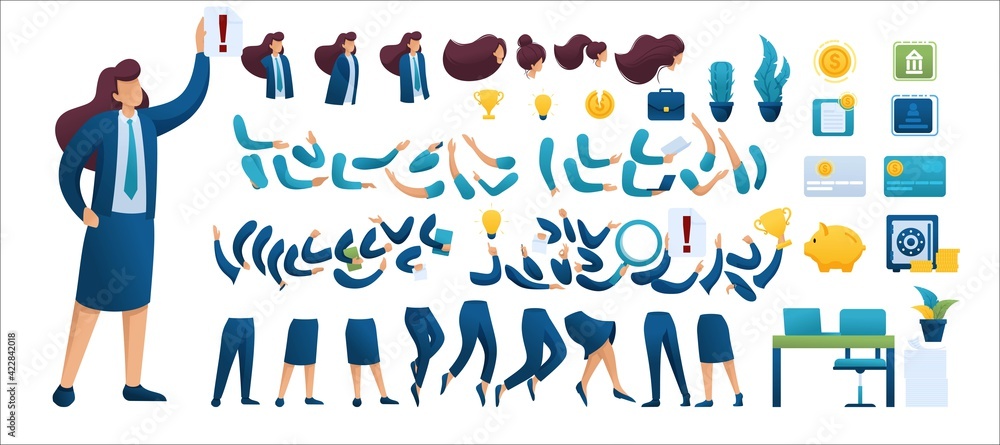 Leinwandbilder constructor for creating a businesswoman n4. create your own businessman character with a set of han