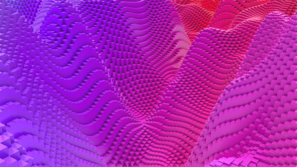 Box Pixel Voxel Colorful Waves Rectangles Landscape Wallpaper Background 3D Render