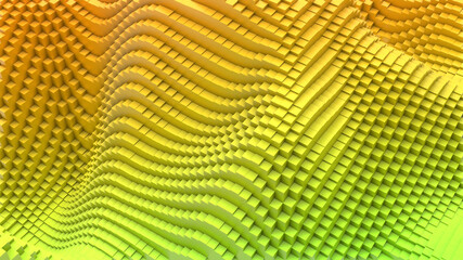Box Pixel Voxel Colorful Waves Rectangles Landscape Wallpaper Background 3D Render