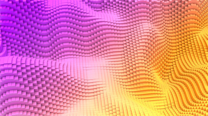 Box Pixel Voxel Colorful Waves Rectangles Landscape Wallpaper Background 3D Render