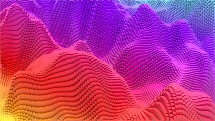 Box Pixel Voxel Colorful Waves Rectangles Landscape Wallpaper Background 3D Render