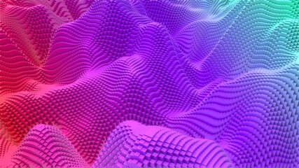 Box Pixel Voxel Colorful Waves Rectangles Landscape Wallpaper Background 3D Render