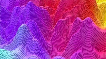 Box Pixel Voxel Colorful Waves Rectangles Landscape Wallpaper Background 3D Render