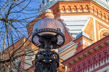 Picturesque street lights in St. Petersburg. Elements of street decor in the architecture of the...