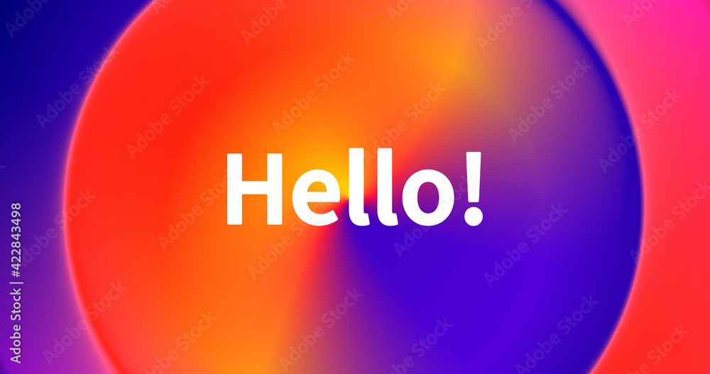Poster Abstract Circle Radial Gradient. Modern Colorful Eclipse Abstraction Background. Minimal Backdrop with Hello word.
