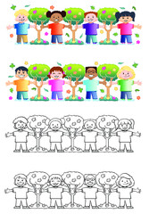 Kids holding hands - love the earth