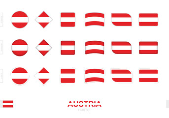 Austria flag set, simple flags of Austria with three different effects.