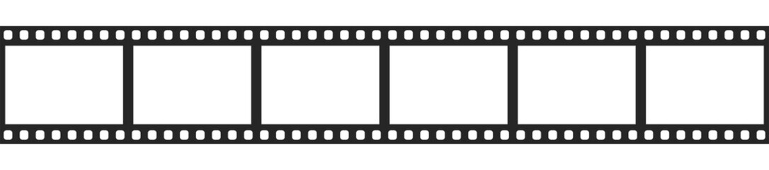 Cinema filmstrip roll on white background. Blank negative film. 35mm film slide frame. Cinema or photo frames. Long, retro film strip frame. Vector illustration
