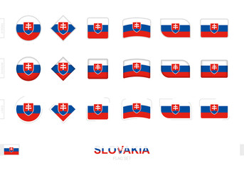 Slovakia flag set, simple flags of Slovakia with three different effects.