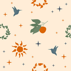 Seamless pattern background. Sunny summer pattern for design wrapping paper, wallpaper, fabric, kid closes textile etc