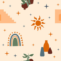 Seamless pattern background. Sunny summer pattern for design wrapping paper, wallpaper, fabric, kid closes textile etc