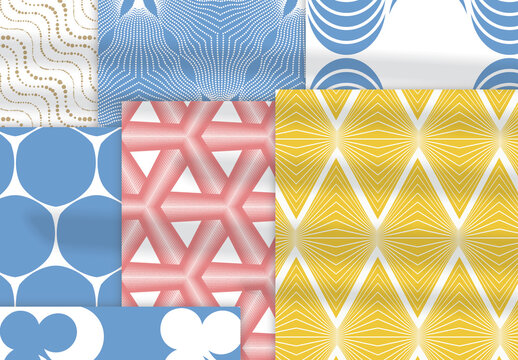 Pastel Colored Simple Geometric Seamless Pattern Collection
