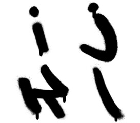Spray graffiti tagging font. Letters ''I'', ''J'', ''K'', ''L''. Part 3
