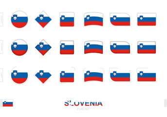 Slovenia flag set, simple flags of Slovenia with three different effects.