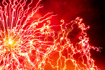 red fireworks exploding 