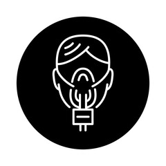 Woman in oxygen mask color line icon. Editable stroke.