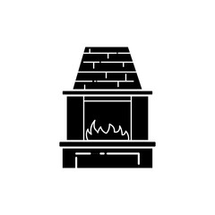 Fireplace color line icon. Pictogram for web page, mobile app, promo.