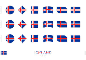 Iceland flag set, simple flags of Iceland with three different effects.