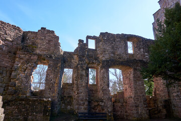 the ruins of a hilltop castle named zavelstein castle in Bad Zavelstein, germany