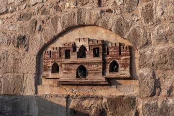 Ancient Turkish beautiful wooden dovecote. Home for pigeons in Bodrum Castle, Bodrum, Turkey.
