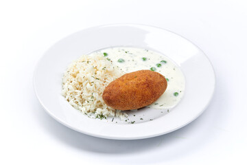 rice with cutlet and sauce