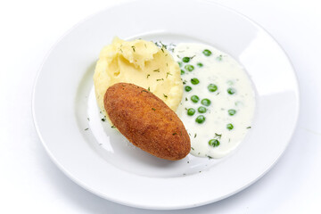 cutlet with mashed potato and sauce