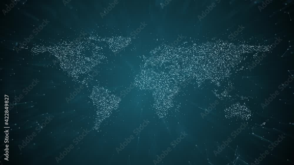 Aufkleber conceptual earth world map on dark digital artificial intelligence cyberspace network copy space ani