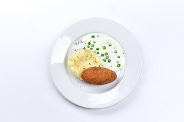 cutlet with mashed potato and sauce