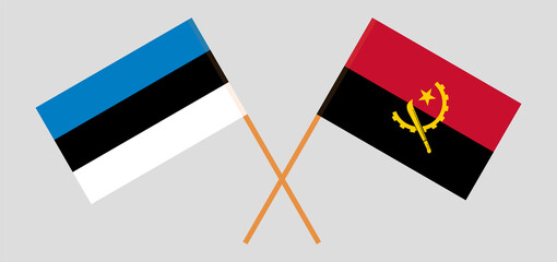 Crossed flags of Estonia and Angola. Official colors. Correct proportion