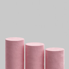 Pink podium stage stand white background 3d render 