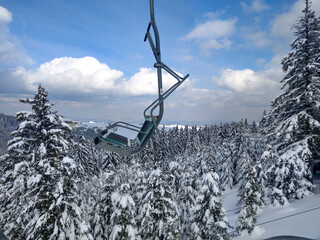 Image at a mountain resort on a sunny morning