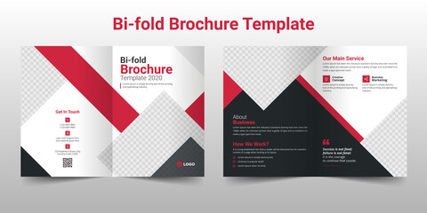 Creative business bifold brochure layout template design or magazine cover page design vector template